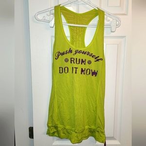 (6) Lululemon Push Yourself Run do it Now Tank in Lime green